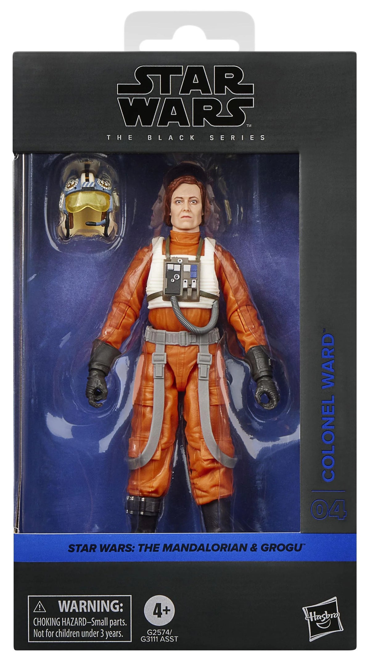 Star Wars The Black Series Colonel Ward window box packaging featuring The Mandalorian and Grogu side-spine mural art