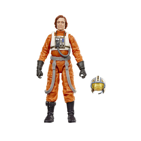 Close-up of Colonel Ward Black Series figure wearing removable New Republic X-wing pilot helmet